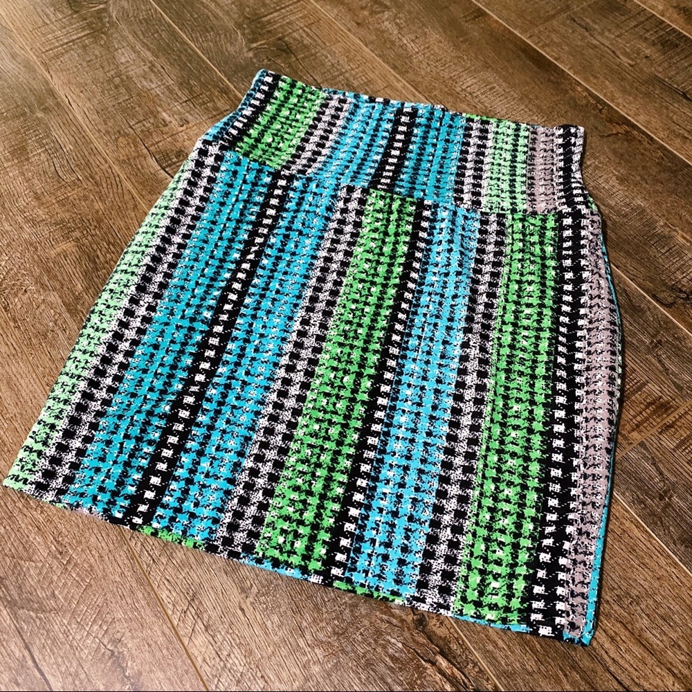 Takara Womens Mini Pattern Stretchy Skirt Houndstooth Size Large High Waisted